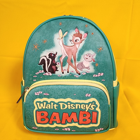 Loungefly Walt Disney Archives Bambi Tumper and Flower Green Mini Backpack