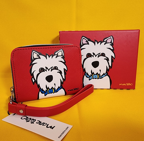 Marc Tetro Westie Terrier Red Dog Wallet Cardholder Wristlet