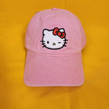 Hello Kitty Sanrio Fuzzy Face Wink Dad Hat Pink Patch Adjustable Embroidered
