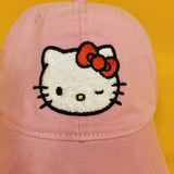 Hello Kitty Sanrio Fuzzy Face Wink Dad Hat Pink Patch Adjustable Embroidered