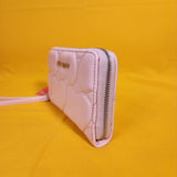 Betsey Johnson Blush Pink Quilted Heart Love Wallet Wristlet Zip Around