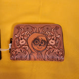 Loungefly Disney Pixar Coco Miguel Floral Tonal Brown Zip Around Wallet