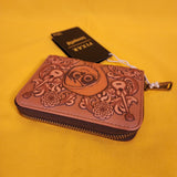 Loungefly Disney Pixar Coco Miguel Floral Tonal Brown Zip Around Wallet