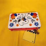 Loungefly Peanuts Snoopy Floral Embroidered Flower Flap Wallet NEW