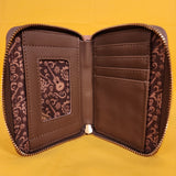 Loungefly Disney Pixar Coco Miguel Floral Tonal Brown Zip Around Wallet