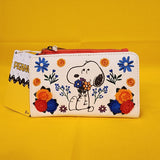 Loungefly Peanuts Snoopy Floral Embroidered Flower Flap Wallet NEW
