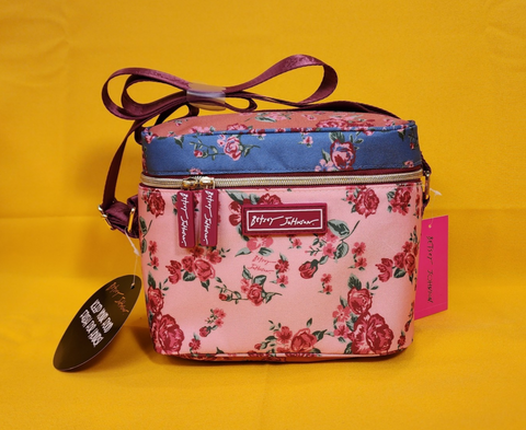 Betsey Johnson Rose Floral 6 Pack Insulated Lunch Bag Train Case Cooler