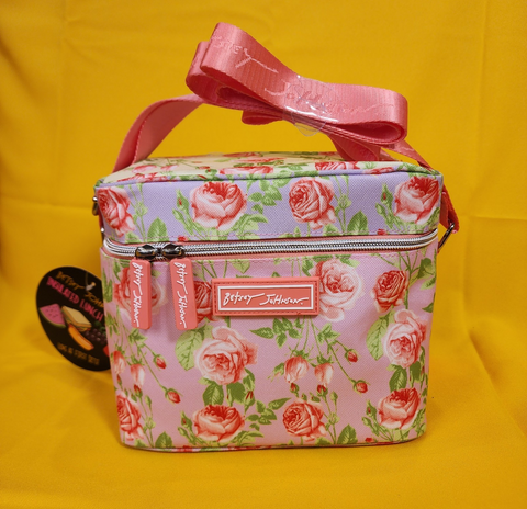 Betsey Johnson Rose Print 6 Pack Insulated Lunch Bag Train Case Cooler