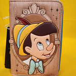 Disney Pinocchio Cameo Portrait Wood Grain Zip Around Wallet