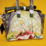 Disney Peter Pan Tinker Bell Mushroom Forest Green Satchel HandBag