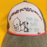 Kewpie Baby Your Smile Makes Me Smile Frog Rope Dad Hat Cap Floral Baseball Hat