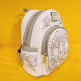 Loungefly Harry Potter Hedwig Owl Ornamental White Grey Embossed Mini Backpack