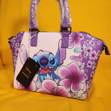 Loungefly Disney Lilo and Stitch Scrump Flowers Purple Satchel Handbag