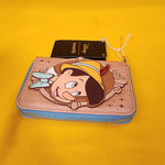 Disney Pinocchio Cameo Portrait Wood Grain Zip Around Wallet