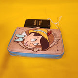 Disney Pinocchio Cameo Portrait Wood Grain Zip Around Wallet