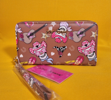 Betsey Johnson Skull Cowboy Western Music Brown Wallet Wristlet Zip Around