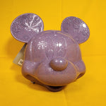 Loungefly Disney Parks Mickey Mouse 3D Molded Head Purple Glitter Crossbody Bag