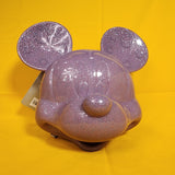 Loungefly Disney Parks Mickey Mouse 3D Molded Head Purple Glitter Crossbody Bag