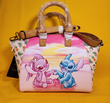 Loungefly Disney Lilo and Stitch & Angel Sunset Beach Scrump Satchel Handbag