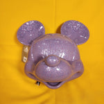 Loungefly Disney Parks Mickey Mouse 3D Molded Head Purple Glitter Crossbody Bag