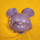 Loungefly Disney Parks Mickey Mouse 3D Molded Head Purple Glitter Crossbody Bag