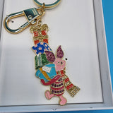 Disney BaubleBar Piglet Jeweled Scarf Holding Presents Keychain Bag Charm