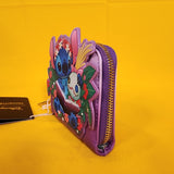 Loungefly Disney Lilo & Stitch Scrump & Stitch Reading Floral Purple Zip Wallet