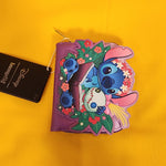 Loungefly Disney Lilo & Stitch Scrump & Stitch Reading Floral Purple Zip Wallet