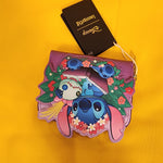 Loungefly Disney Lilo & Stitch Scrump & Stitch Reading Floral Purple Zip Wallet