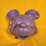 Loungefly Disney Parks Mickey Mouse 3D Molded Head Purple Glitter Crossbody Bag