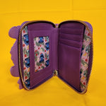 Loungefly Disney Lilo & Stitch Scrump & Stitch Reading Floral Purple Zip Wallet