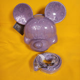 Loungefly Disney Parks Mickey Mouse 3D Molded Head Purple Glitter Crossbody Bag