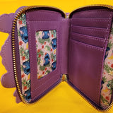 Loungefly Disney Lilo & Stitch Scrump & Stitch Reading Floral Purple Zip Wallet