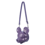 Loungefly Disney Parks Mickey Mouse 3D Molded Head Purple Glitter Crossbody Bag