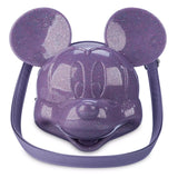 Loungefly Disney Parks Mickey Mouse 3D Molded Head Purple Glitter Crossbody Bag