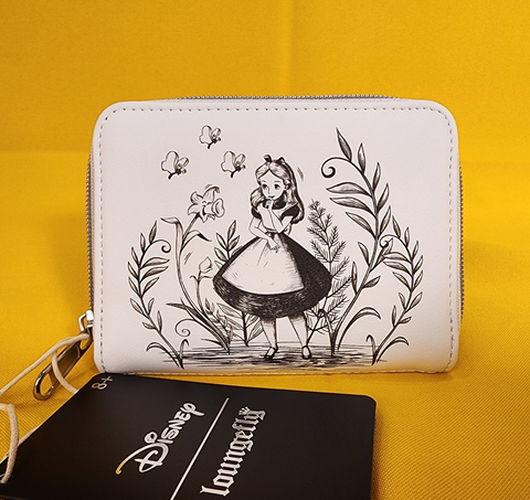 Alice In Wonderland Black & White Sketch Zip Wallet