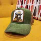 Smokey the Bear Corduroy Smokey Patch Snap Back Trucker Hat Baseball Cap