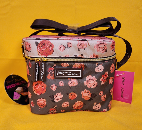 Betsey Johnson Rose Print 6 Pack Insulated Lunch Bag Train Case Cooler