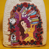 Loungefly Disney Beauty and the Beast Belle Books Magnetic Door Mini Backpack