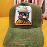 Smokey the Bear Corduroy Smokey Patch Snap Back Trucker Hat Baseball Cap
