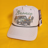 Ford Bronco Desert Ride Snapback Cap Embroidered Rope Captain Hat Beige