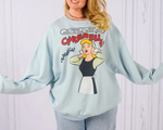 Cakeworthy Cinderella Comic Drop Sleeve Crewneck Blue Sweatshirt Oversized Large