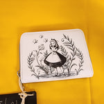 Alice In Wonderland Black & White Sketch Zip Wallet