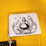 Alice In Wonderland Black & White Sketch Zip Wallet