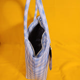 Betsey Johnson Blue and White Gingham Insulated Lunch Tote Bag