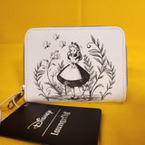 Alice In Wonderland Black & White Sketch Zip Wallet