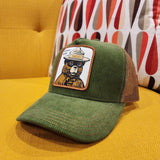 Smokey the Bear Corduroy Smokey Patch Snap Back Trucker Hat Baseball Cap