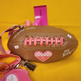 Betsey Johnson xotoss Game Day Football-Shaped Crossbody Bag clutch w charms