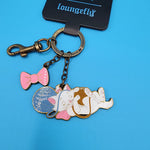 Aristocats Marie Sleeping Yarn Ball Pink Bow Keychain Charm