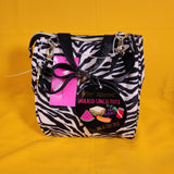 Betsey Johnson Zebra Animal Print Zip Top Insulated Lunch Tote Lunch Bag